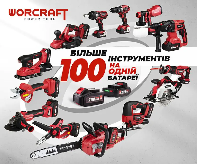 Акумуляторна безщіткова шліфмашина кутова WORCRAFT CAG‑S20LiBE‑125