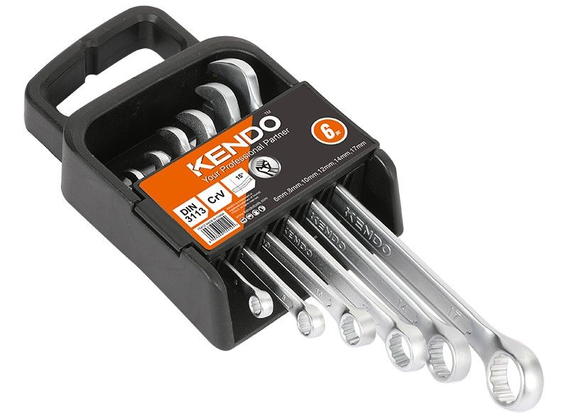 Набір ключів комбінованих гайкових KENDO CR-V (6 шт), 6 - 17мм