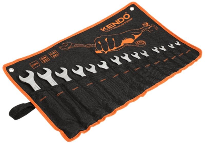 Набір ключів комбінованих гайкових у чохлі KENDO CR-V (14 шт), 6 - 24мм