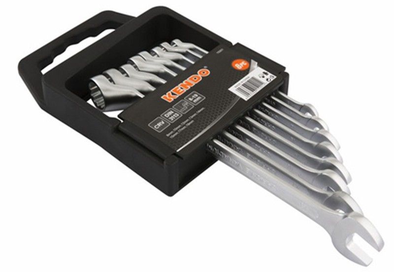 Набір ключів комбінованих гайкових з глибоким зсувом KENDO CR-V (8 шт), 8 - 19мм