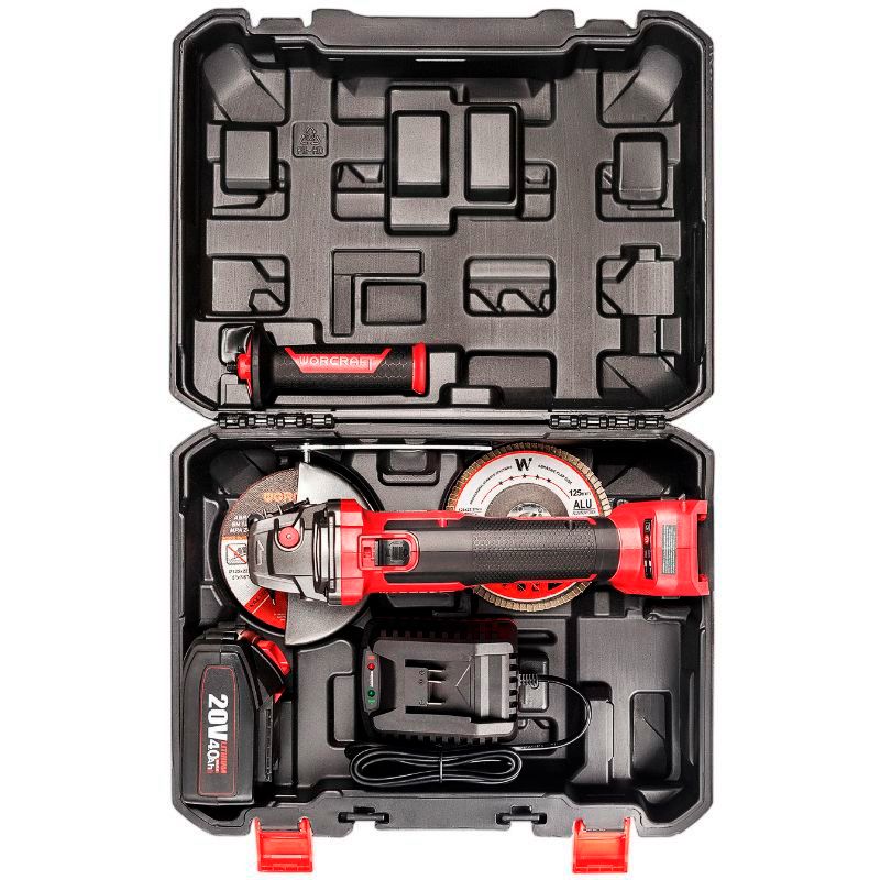 Акумуляторна безщіткова шліфмашина кутова WORCRAFT CAG-S20LIBH-125B