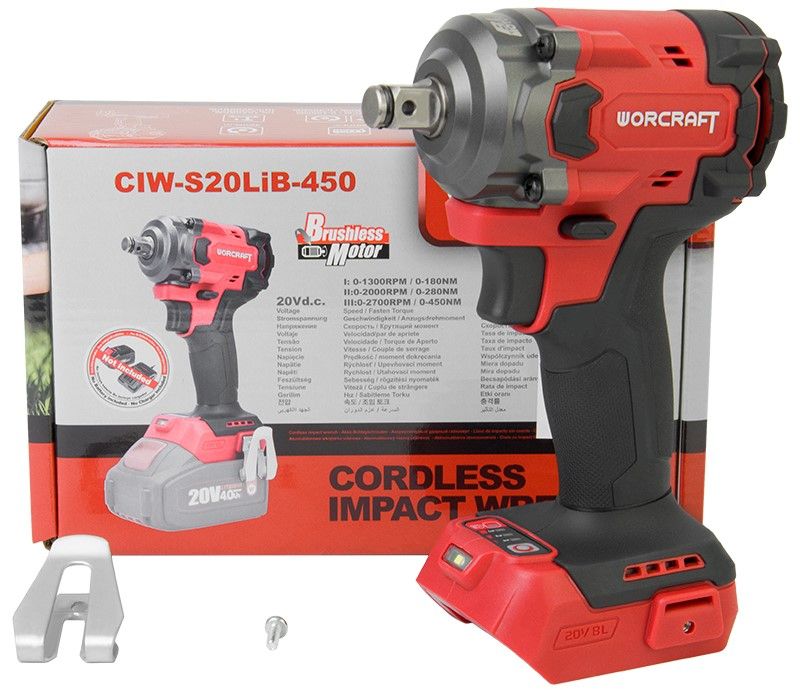 Акумуляторний безщітковий гайковерт ударний WORCRAFT CIW‑S20LiB‑450