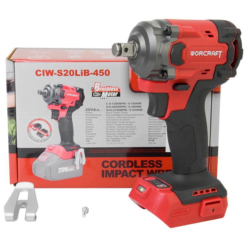 Акумуляторний безщітковий гайковерт ударний WORCRAFT CIW‑S20LiB‑450