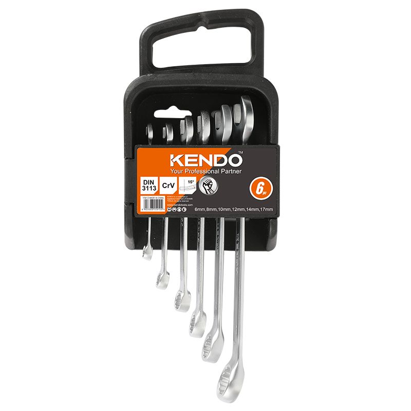 Набір ключів комбінованих гайкових KENDO CR-V (6 шт), 6 - 17мм