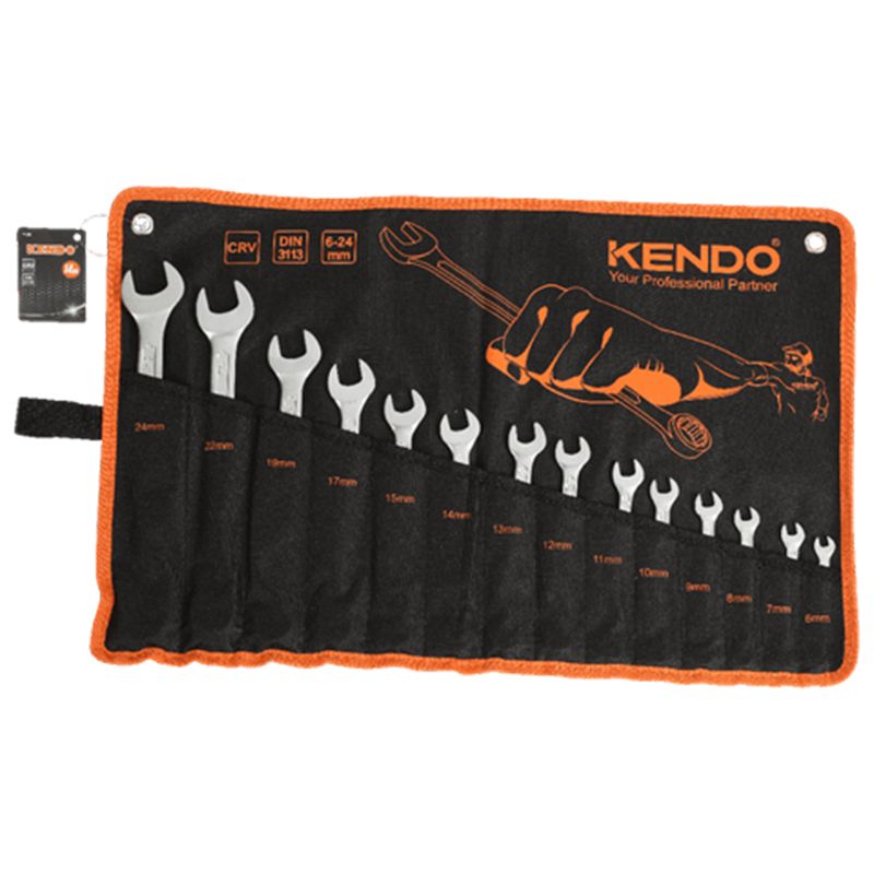 Набір ключів комбінованих гайкових у чохлі KENDO CR-V (14 шт), 6 - 24мм