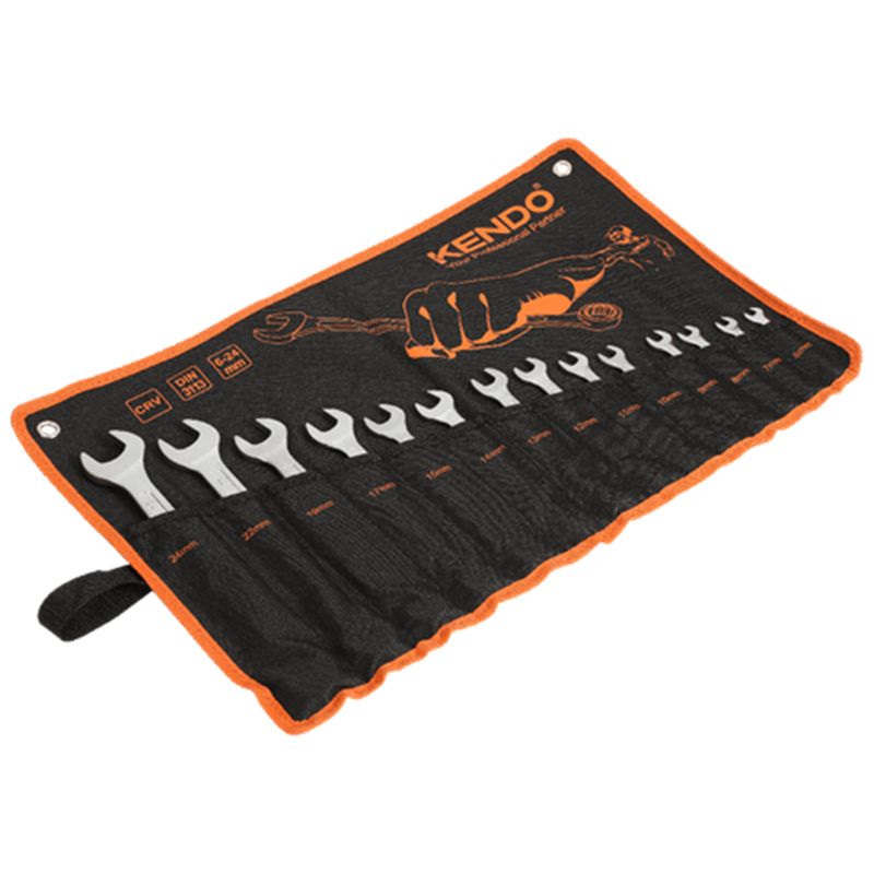 Набір ключів комбінованих гайкових у чохлі KENDO CR-V (14 шт), 6 - 24мм