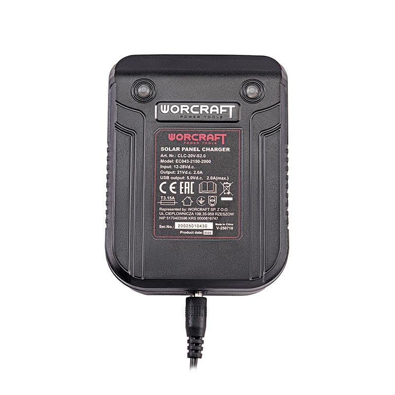 Сонячна панель із зарядним пристроєм WORCRAFT CLC-20V-S2.0