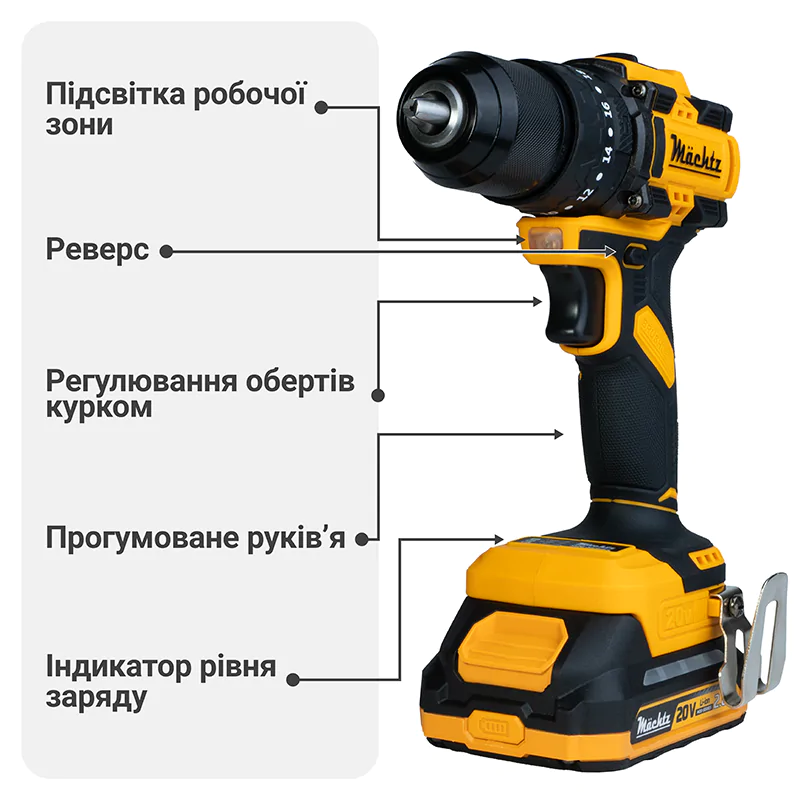 Шуруповерт акумуляторний безщітковий Mächtz MCD-M2060 H